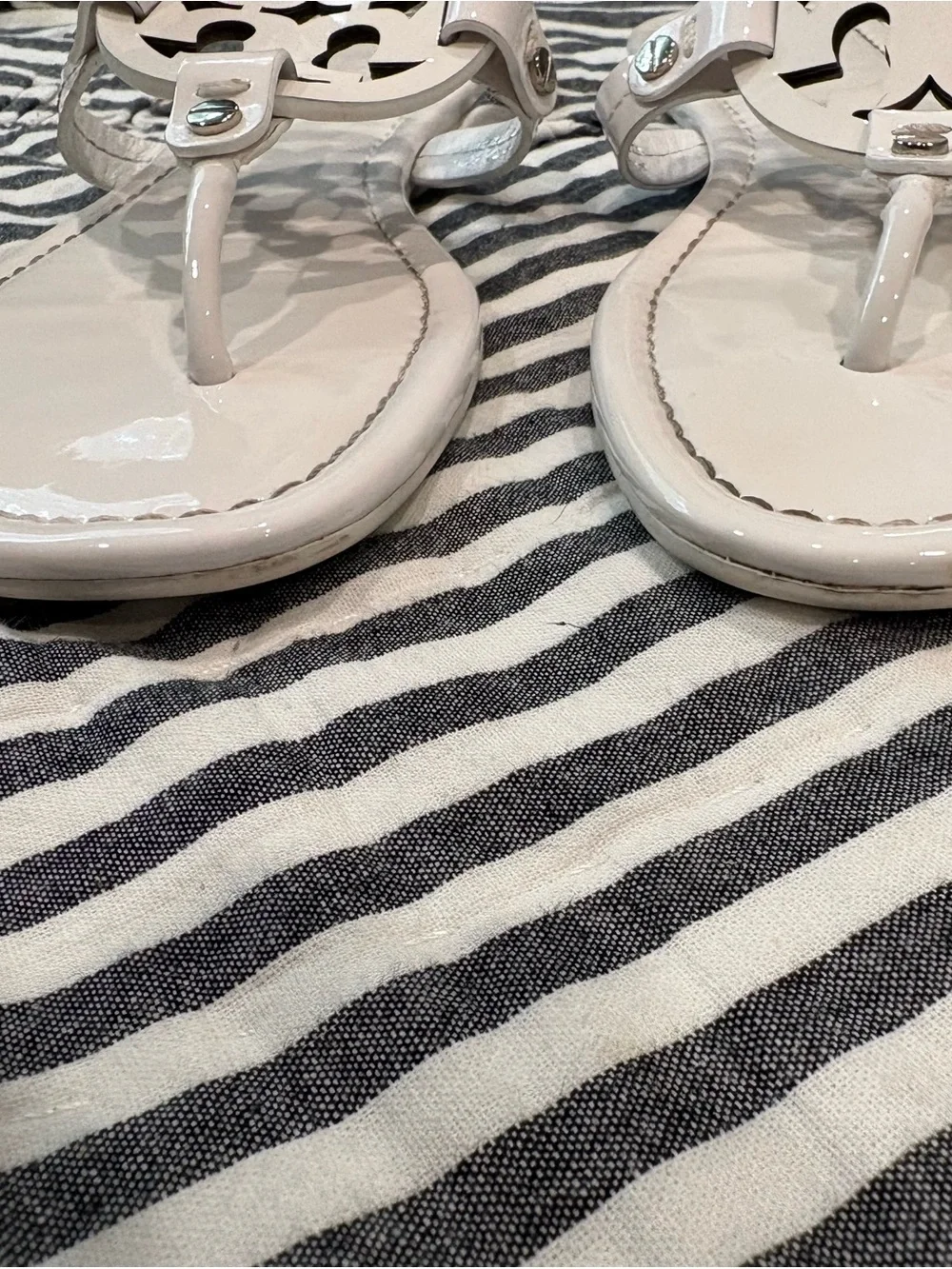 Tory Burch White Miller Thong Sandals 9